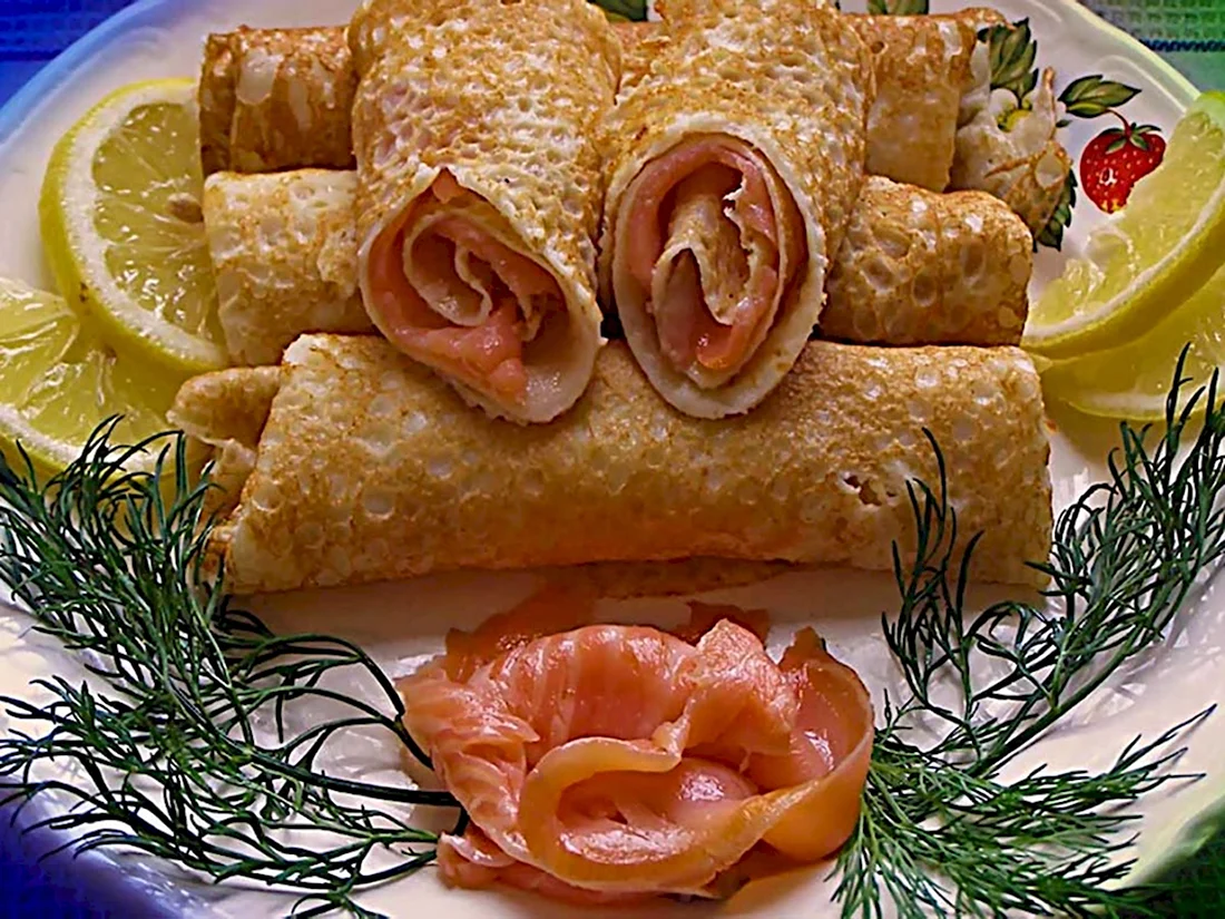 Блинчики с красной рыбой