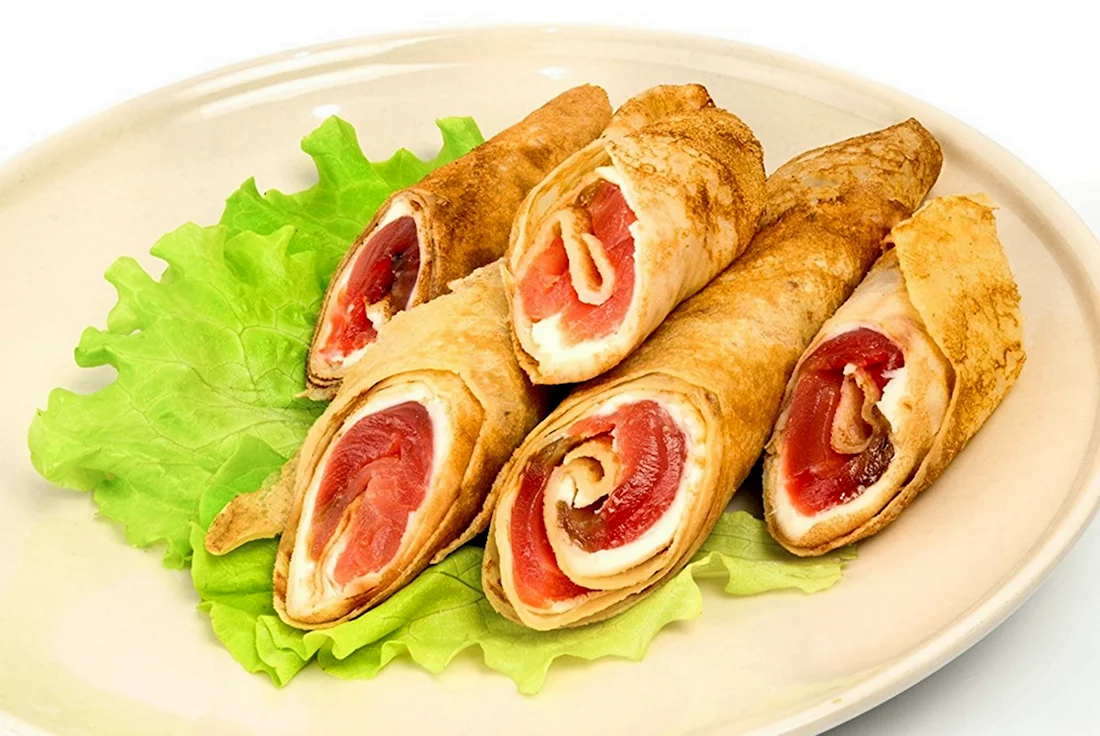 Блины фаршированные красной рыбой