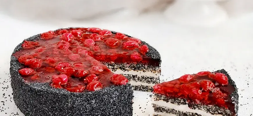 Чернично маковый торт