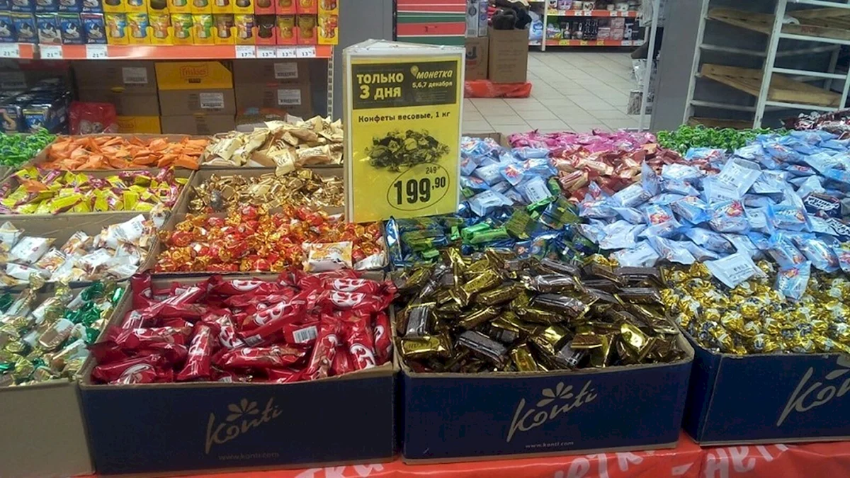 Развесные конфеты в монетке