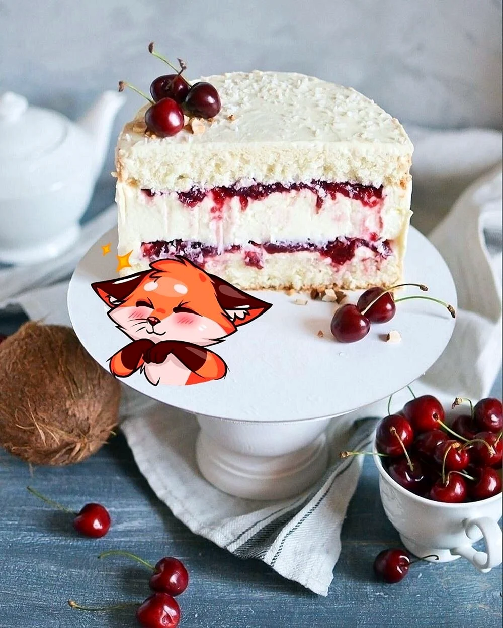 Торт вишня Кокос